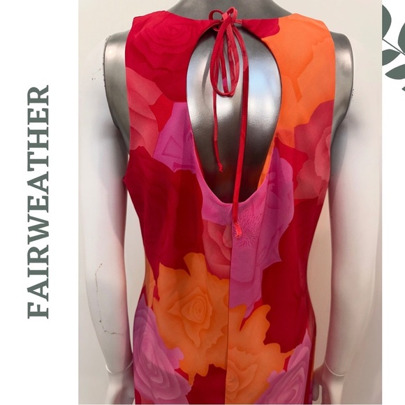 🛍️3/$40 Vintage 90’s Fairweather Floral Sleevelesss Open Back Red and Pink Large - Picture 5 of 6